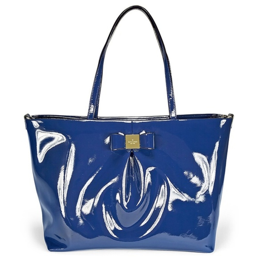 Kate Spade Veranda Place Patent Blossom Baby Diaper Bag Tote French Navy